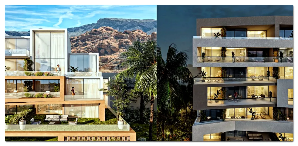 تصميمات الوجهة الخارجية لوحدات قرية باي ماونت العين السخنة الوجهة الخارجية لوحدات مشروع باي مونت السخنة