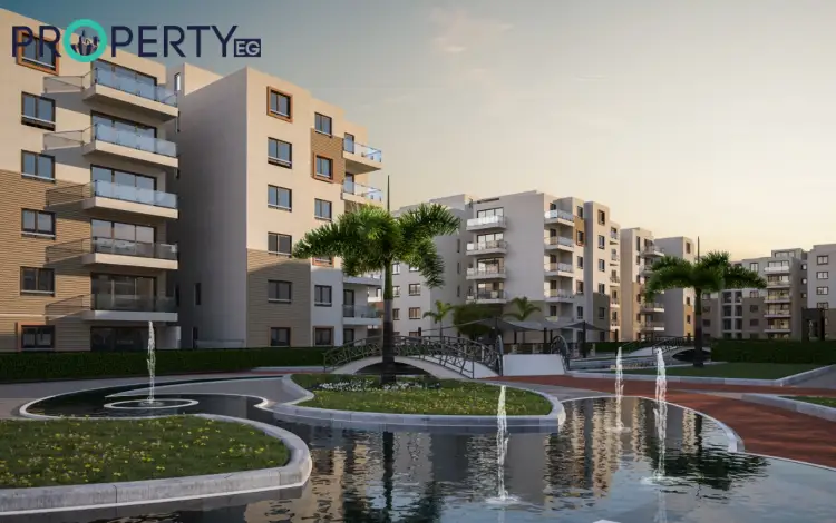 كمبوند كالما حدائق اكتوبر صورة للمساحات الخضراء وحمامات السباحة في كالما 6 أكتوبر.