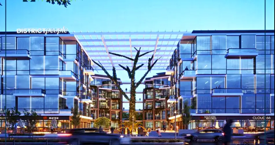 الوجهة البانورامية لوحدات مول ديستريكت بيبول القاهرة الجديدة الوجهة الزجاجية لمول ديستريكت بيبول