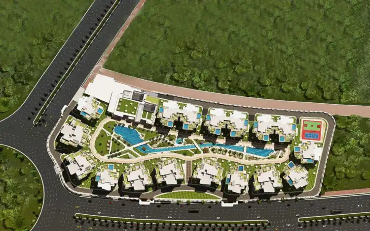 كمبوند سيرانو العاصمة الإدارية Serrano New Capital أسعار 2025 4 مساحة مشروع سيرانو العاصمة الإدارية الجديدة تمتد على 15 فدان مع تخصيص 80% للمساحات الخضراء واللاندسكيب و20% فقط للمباني.