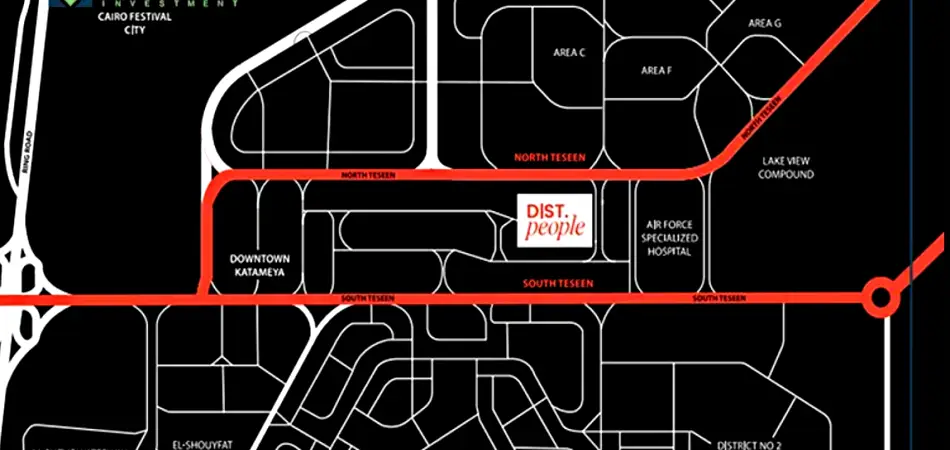 خريطة توضيحية لموقع مول ديستريكت القاهرة الجديدة موقع مول ديستريكت بيبول التجمع الخامس
