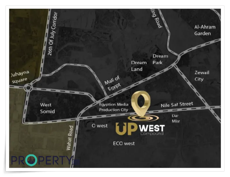 موقع كمبوند اب ويست 6 اكتوبر موقع اب ويست حدائق اكتوبر