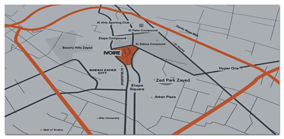 خريطة تفصيلية لموقع كمبوند ايفوري الشيخ زايد موقع كمبوند ايفوري الشيخ زايد