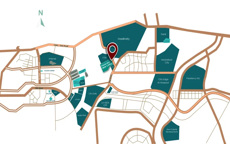 Compound Palm Hills New Cairo موقع كمبوند بالم هيلز التجمع الخامس