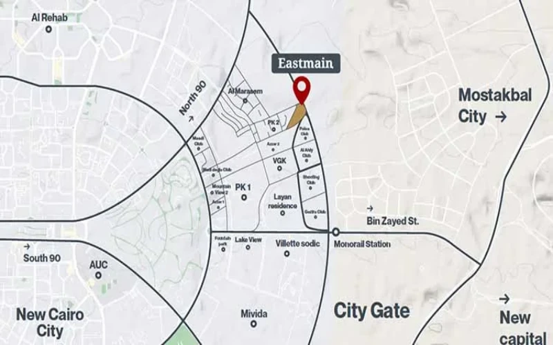 Mall Eastmain New Cairo من شركة موبكو العقارية موقع مول ايست ماين التجمع التجمع